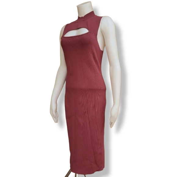 BAILEY 44 Carmine Bewitched Cut Out Bodycon Sheath Dress L Dusty Mauve Rose - Picture 11 of 14